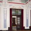 Interior. Ground floor.  Marryat Hall.  View of doorway with decorative plasterwork.
