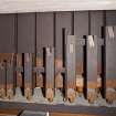 Interior. 1st floor.  Organ loft, detail of wooden organ pipes.