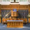 Chancel. Communion table and pulpit.