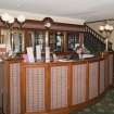 Interior. View of the hotel reception desk with main stair beyond, taken from south west.