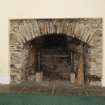 Interior. Detail view of fireplace at west end of Breadalbane Room.