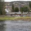 View from the north bank of the River Tay, looking south to the boathouse and adjacent Boat House cottage.