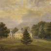 Watercolour painting showing general view of Polton House from NE.