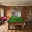 Interior view of billiard room, groud floor from south including monkey newels, Ardkinglas House.