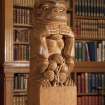 Interior view of ground floor smoking room showing detail of monkey newel, Ardkinglas House.