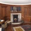 Interior. Ground floor, Sir Andrew's room, view from south showing curved doors and fireplace