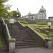 View across Union Terrace Gardens towards His Majesty's Theatre showing steps, taken from the south east.