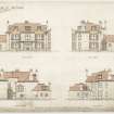 Edinburgh, 32 Hermitage Drive.
South, East, North and West elevations.
Titled: 'House At Hermitage.'
Insc: 'For Mrs. Anderson.'   'Drawing No.3.'   '42 Frederick Street, Edinburgh.'