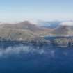 General oblique aerial view of St Kilda, centred on Village Bay and the island of Dun, taken from the SSW.