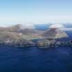 General oblique aerial view of St Kilda, centred on Village Bay and the island of Dun, taken from the SSW.