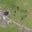 Oblique aerial view of Lindores Abbey, taken from the SE.