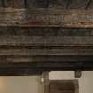 Interior, detail of painted wooden ceiling, upper ground floor, NE house.