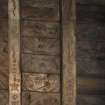 Interior, detail of painted ceiling, upper ground floor, NE house.