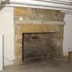 Interior, detail of fireplace,street level main room, NE house