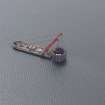 Oblique aerial view of the new Forth crossing works site centred on a caisson and barge, taken from the NE.