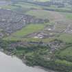 General oblique aerial view of the new Forth crossing works site, taken from the N.