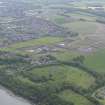 General oblique aerial view of the new Forth crossing works site, taken from the NW.