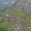General oblique aerial view of the new Forth crossing works site, taken from the SW.