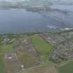 General oblique aerial view of the new Forth crossing works site, taken from the S.