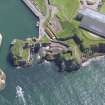 Oblique aerial view of Dunbar Castle, taken from the N.