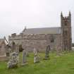 General view of graveyard and church from east.