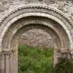 Detail view of round-arched doorway.