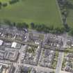 Oblique aerial view of St Leonard's United Free Church, taken from the NNW.