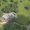Oblique aerial view of Doune Park Stable Block, taken from the WSW.