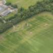 Oblique aerial view of Nisbet House dovecot, taken from the E.