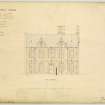 Drawing showing East elevation of Industrial School, Edinburgh, annotated with contract Edinburgh 21 January 1847.
Titled: 'No6 Industrial School.'
Inscribed: ' D.R. 24 Northumberland Street  Edinburgh 10th December 1846.'