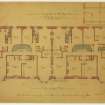 Drawing showing upper floor plan and section of scullery and bathroom for tenements for Mr Robert Kinnear, Brandon Street, Edinburgh. 
Titled: 'Two Tenements at Brandon Street  for  Mr Robert Kinnear'.
Insc: '6 Queen Street'.
Signed: 'Alex W Macnaughton  Archt'.
Dated: 'Edinr Novr 1883'.