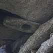 Detail of wooden hinge in upper part of chapel doorway.