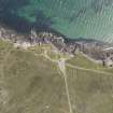 Oblique aerial view of Achanaird Bay, centred on the boathouse, looking E.