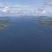 General oblique aerial view of the Sound of Mull, the Ardnamurchan peninsula and the island of Rum, looking N.