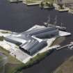 Oblique aerial view of the Riverside Museum, taken from the N.