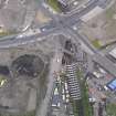 Oblique aerial view of Dalmarnock Station during construction works, taken from the S.
