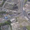 Oblique aerial view of Dalmarnock Station during construction works, taken from the E.