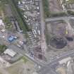 Oblique aerial view of Dalmarnock Station during construction works, taken from the NE.
