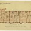 Drawing showing upper floor plans, Spottiswood Street, Edinburgh.
Titled:  'Proposed Tenements At Spottiswoode Road For Mr John Souden:'.
Insc:  'Dunn + Findlay architects. 35 Frederick Street Edinr Decr. 1898:'.