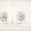 Drawing showing cross-section of proposed carriageway and walks at lower part of middle Meadow walk, Edinburgh.