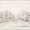 Drawing showing perspective of Middle Meadow Walk, Edinburgh.