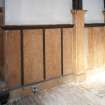 Interior. Detail of upper floor wall panelling.