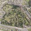 Oblique aerial view of Dumbarton Cemetery, looking NE.