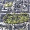 Oblique aerial view of Queen Street Gardens, New Town, St Andrews Square, looking SSW.