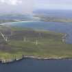 General oblique aerial view of the Bu Wind Farm, Stronsay, looking N.