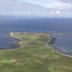 General oblique aerial view of Dennis Head, North Ronaldsay, looking E.