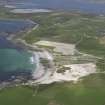 General oblique aerial view of Westray, centred on the Links of Noltland, looking NE.
