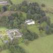 General oblique aerial view of Keith Marischal Country House with adjacent stables, looking to the NNW.