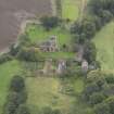 General oblique aerial view of Crichton Parish Church with adjacent churchyard and manse, looking to the S.