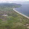 General oblique aerial view of Machrihanish Golf Course, Langa Quarry and Campbeltown Airport, looking SSW.